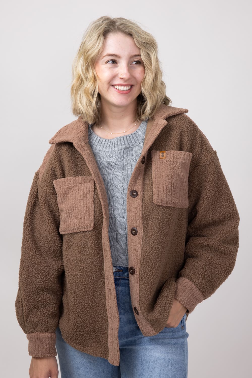 Simply Southern Soft Shacket for Women in Brown