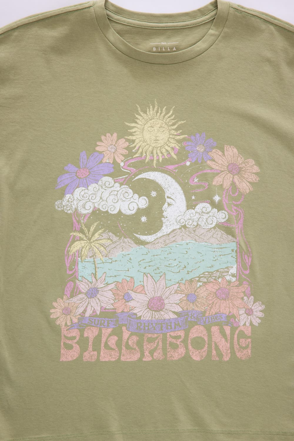 Billabong Youth Surf Rhythm Oversized Graphic T-Shirt for Girls in Avocado Green