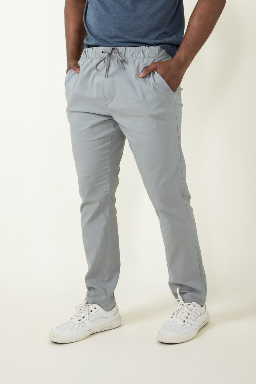 Copper & Oak Elastic File Tech Jogger Pants for Men in Light Grey