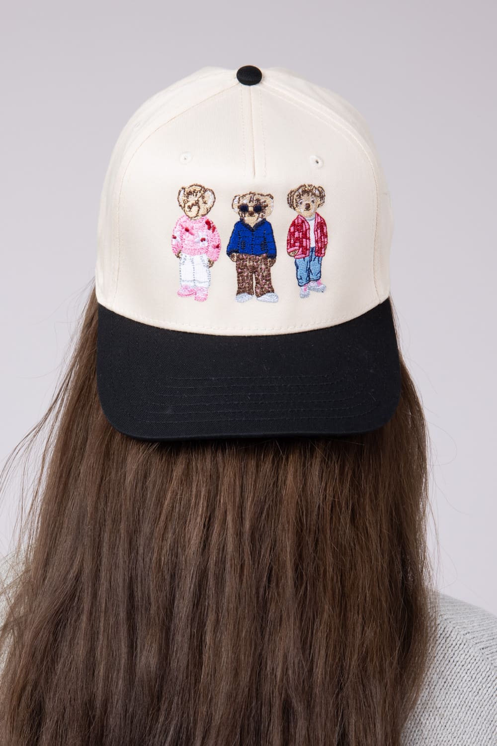 Teddy Bears Trucker Hat for Women in Black/Tan