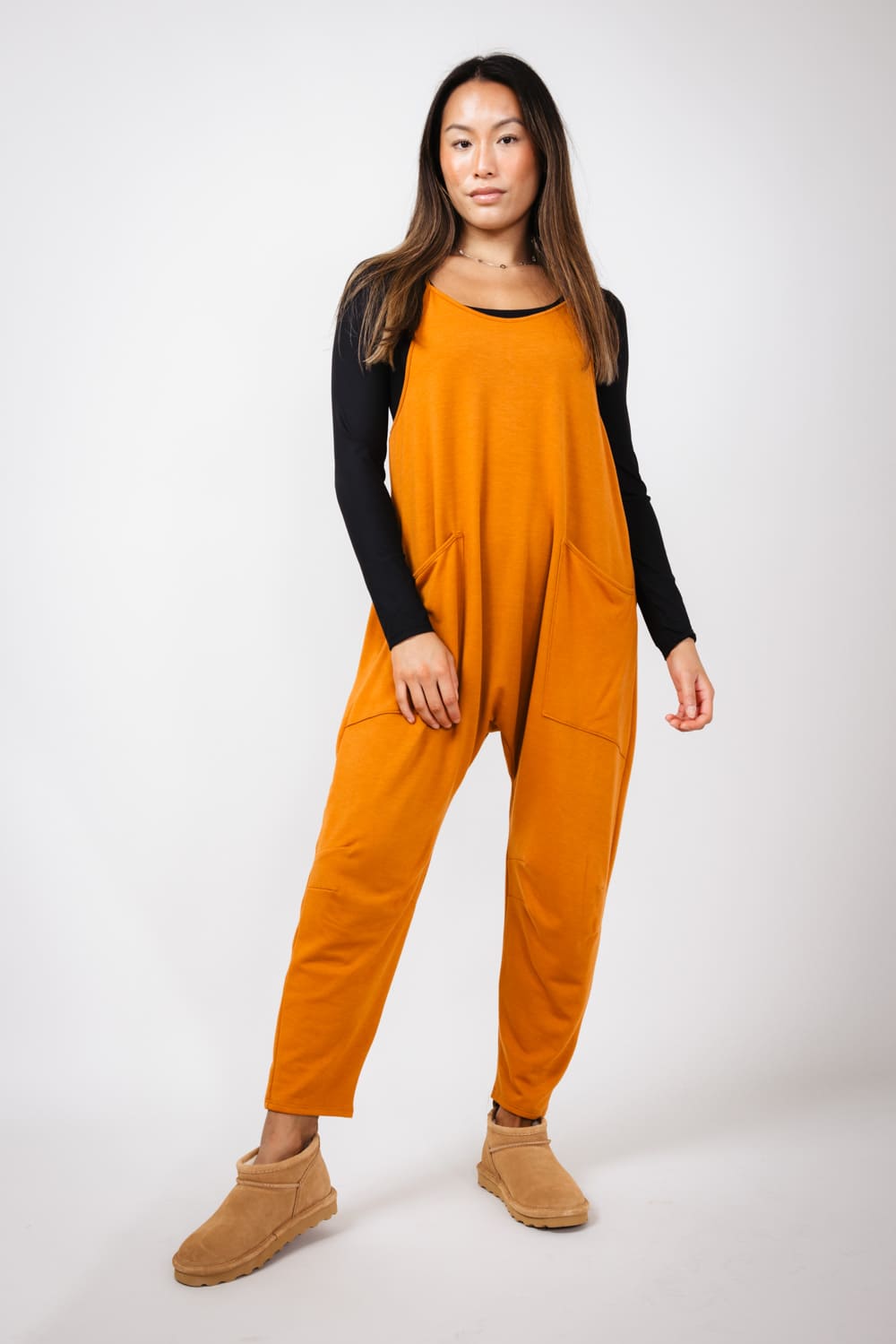 Outer Pocket Onesie for Women in Butterscotch