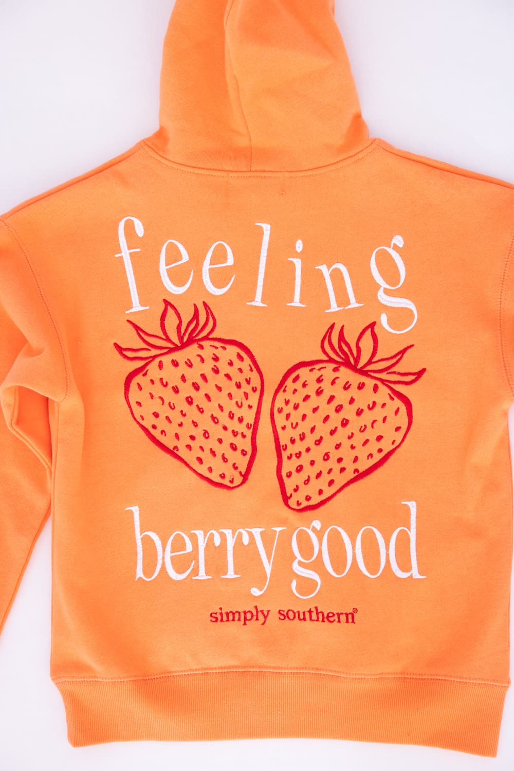 Kids Simply Southern Youth Embroidered Berry Good Hoodie for Girls in Orange