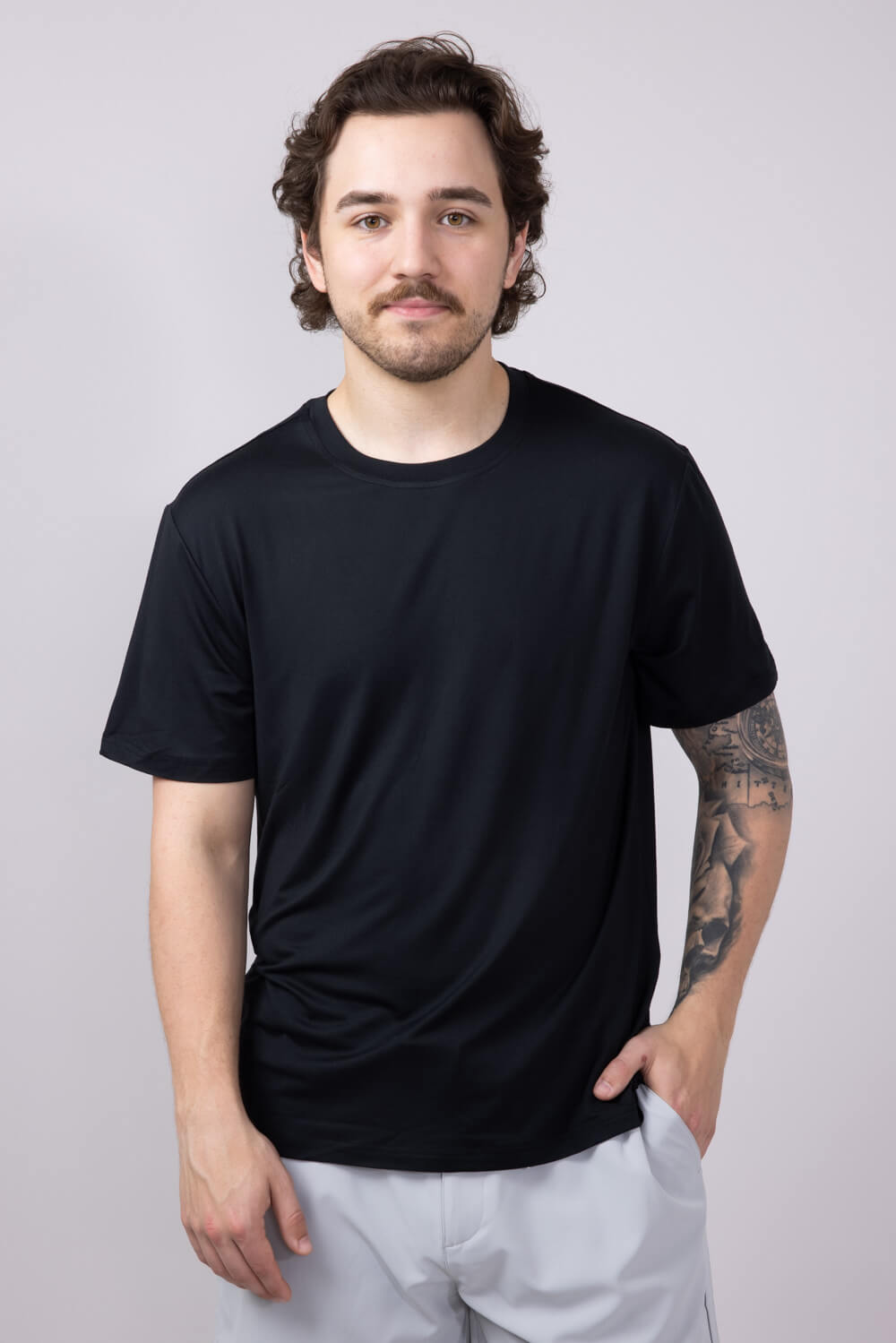 Hallstatt Ultra Soft Knit Poly T-Shirt for Men in Black