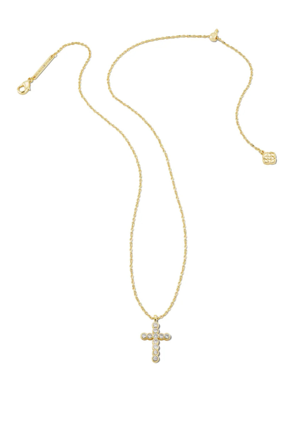 Kendra Scott Cross Gold Pendant Necklace in White Crystal