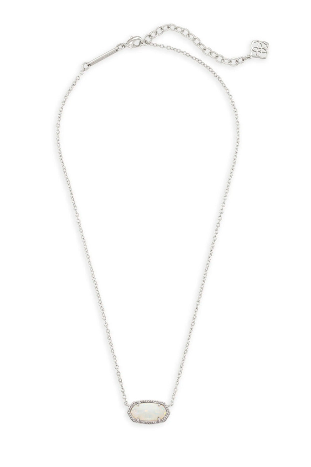 Kendra Scott Elisa Silver Pendant Necklace in White Kyocera Opal