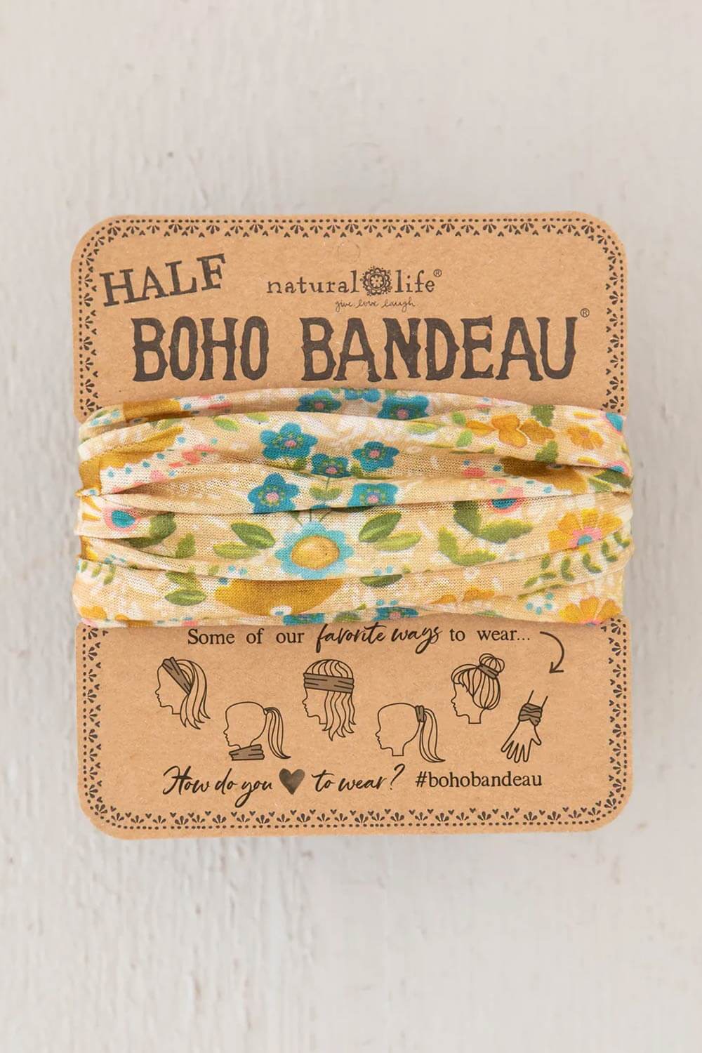 Natural Life Half Boho Bandeau Headband in Yellow Mandala