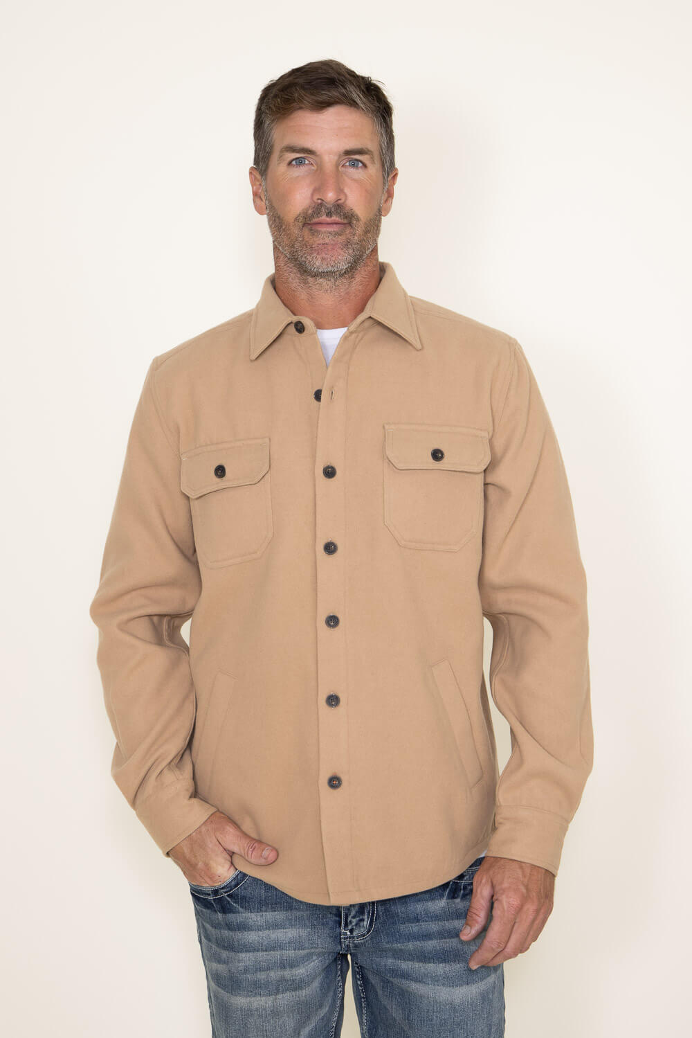 Weatherproof Vintage Lumber Jack Unlined Shirt Jacket for Men in Khaki