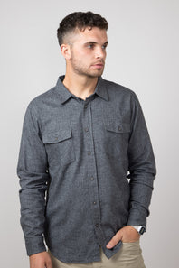1897 Legends Herringbone Flannel Shirt for Men in Charcoal