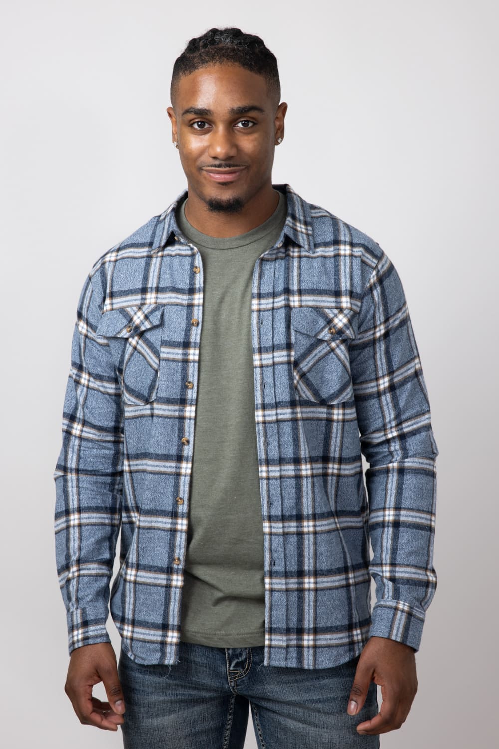 1897 Plaid Flannel Shirt for Men in Navy 