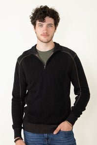 1897 Original 1/4 Zip Mock Neck Sweater for Men in Black