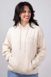 1897 Active Michigan Embroidered Hoodie for Women in Cream