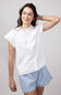 Acoa V-Neck Front Button Top for Women in White