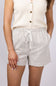 Pinstripe Drawstring Linen Shorts for Women in Khaki
