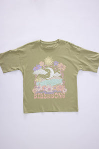 Billabong Youth Surf Rhythm Oversized Graphic T-Shirt for Girls in Avocado Green