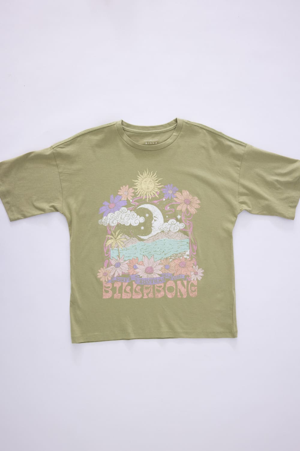 Billabong Youth Surf Rhythm Oversized Graphic T-Shirt for Girls in Avocado Green