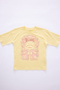 Billabong Youth Never Grow Up Oversized Graphic T-Shirt for Girls in Yellow