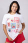 Cherry Stamps Graphic T-Shirt for Women in White