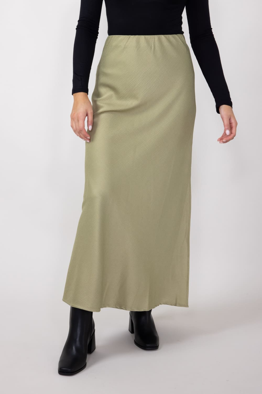 Bias Maxi Skirt for Women in Olive