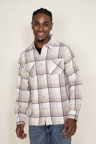 Brooklyn Cloth Heavy Flannel Shacket for Men in Cream