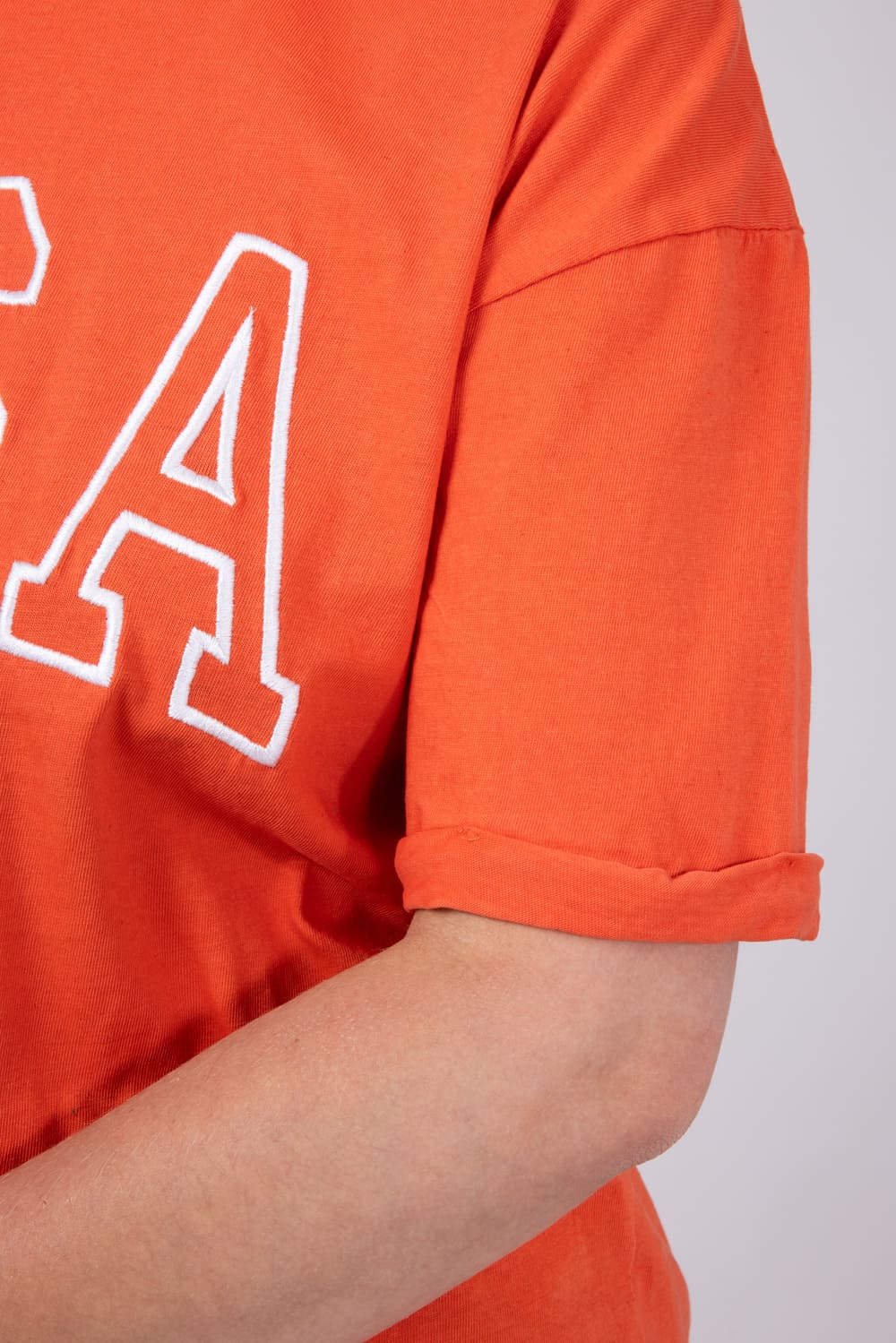 C&C California Melissa Sunwashed USA Girlfriend T-Shirt for Women in Red Orange | 89A03008A-RED