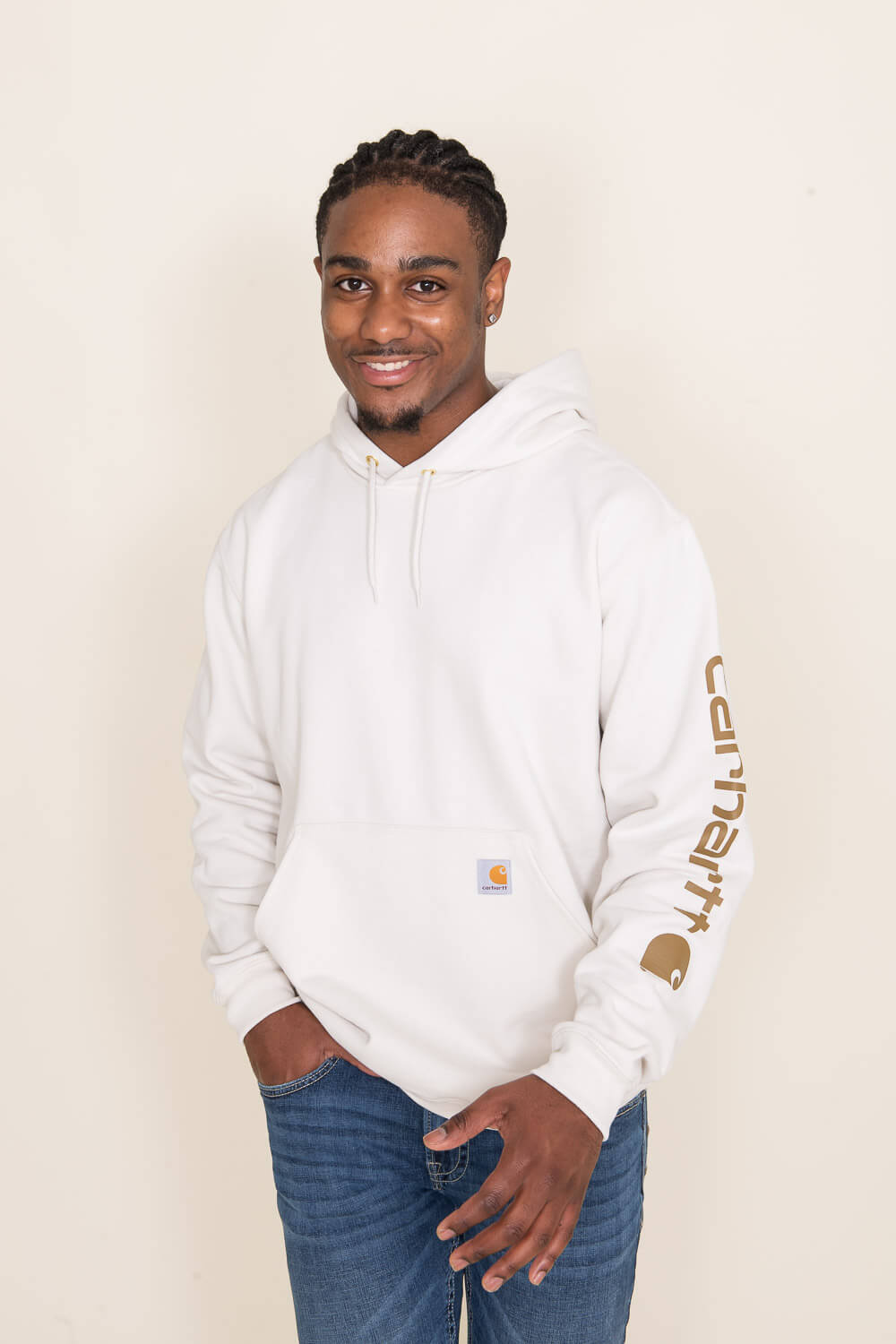 Carhartt Logo Sleeve Hoodie for Men in White