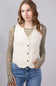 Elan Button Front Ribbed Sweater Vest for Women in Natural