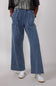 Elastic Waistline Straight Leg Pants for Women in Denim Blue
