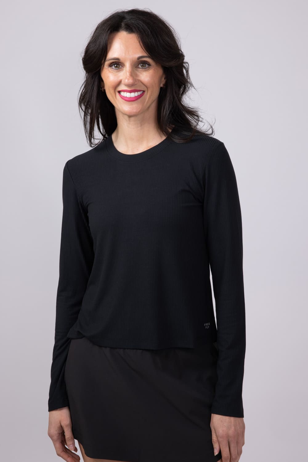Free Fly Ribbed Bamboo Long Sleeve Shirt for Women in Black