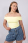 Fold Over Off The Shoulder Top for Women in Lemon