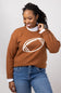 Football Knit Sweater for Women in Brown