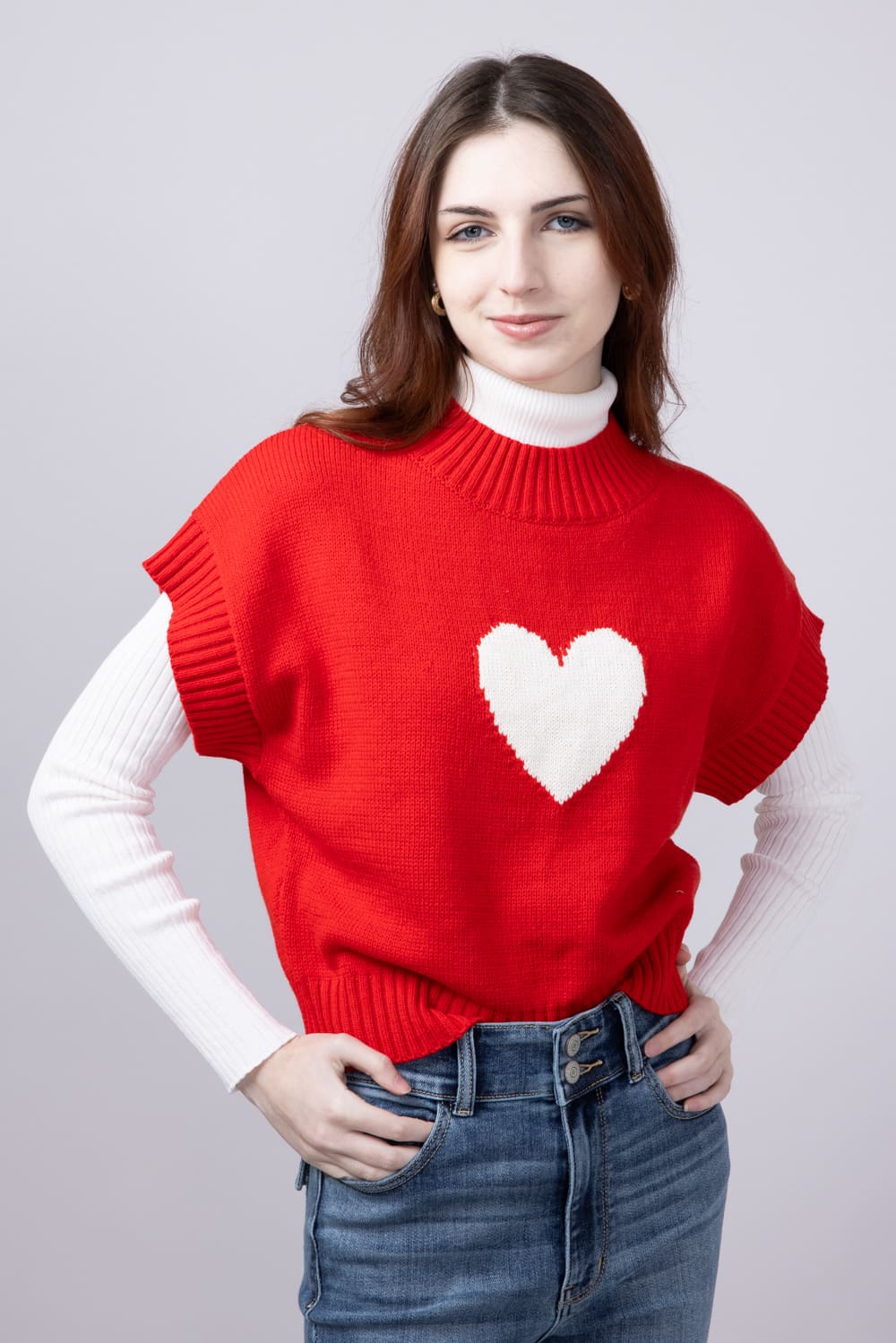Heart Sweater for Women in Red