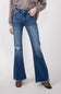 Hidden Mid-Rise Flare Distressed Jeans for Women