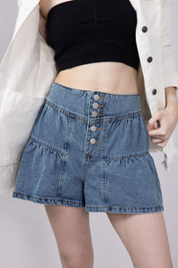High Waist Flare Denim Shorts for Women