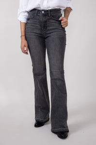 Judy Blue High Rise Contrast Flare Jeans for Women in Grey