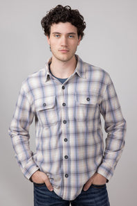 Hallstatt Knit Button Up Flannel Shirt for Men in Sand