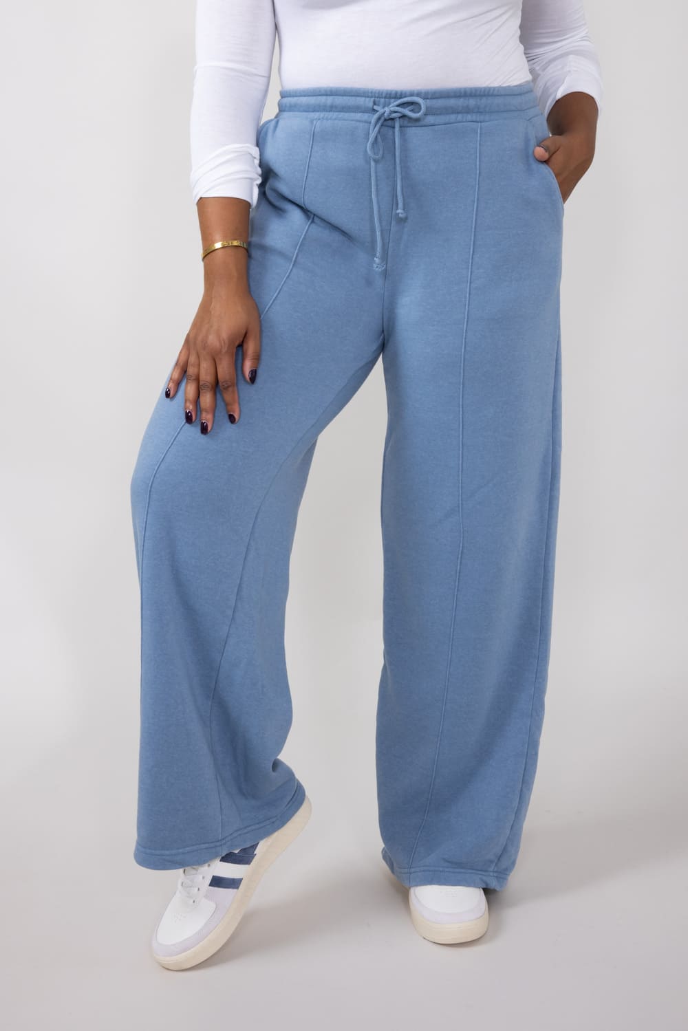 Knit Lounge Pants for Women in Gray Blue