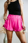Linen Ruffle Shorts for Women in Hot Pink
