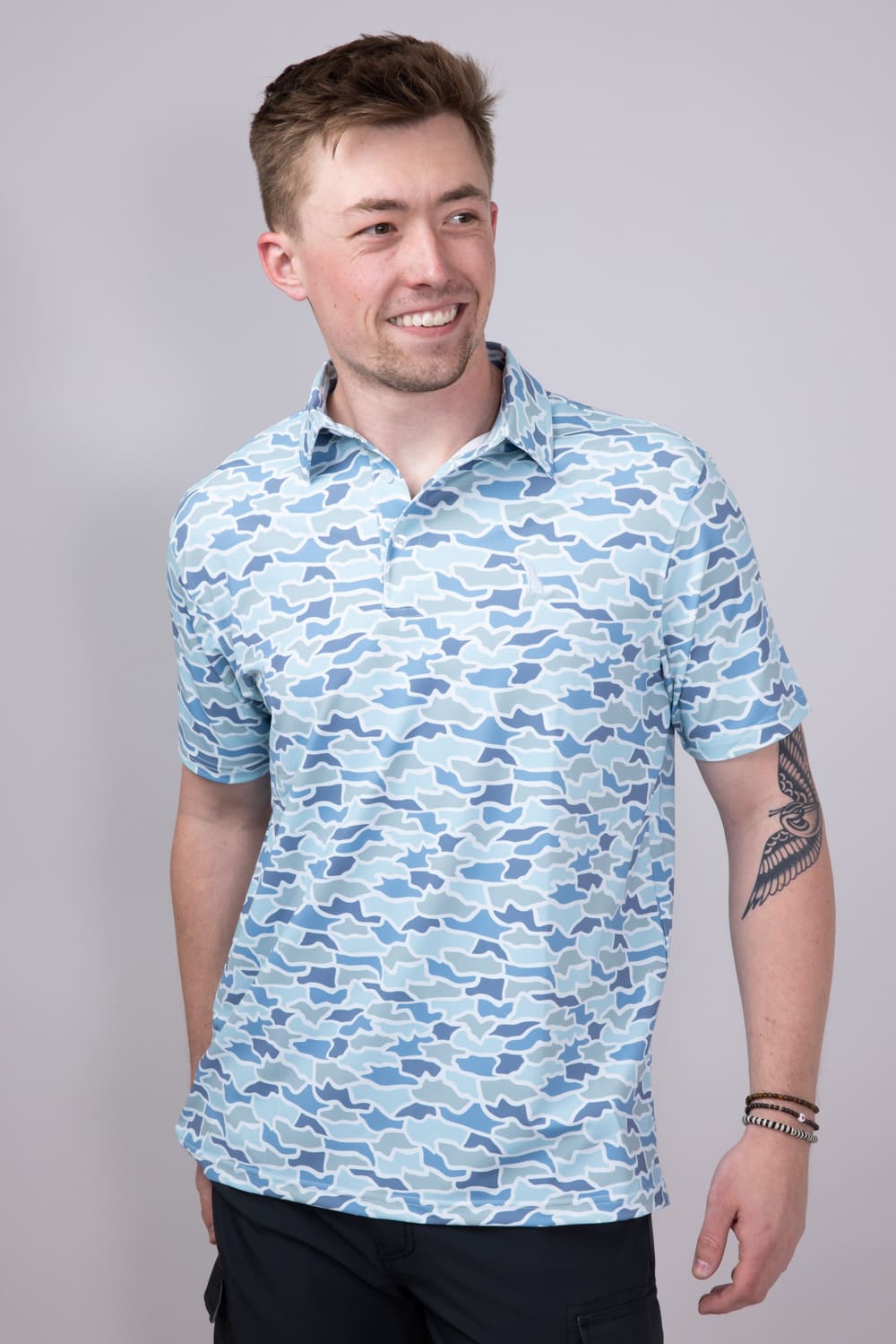 Local Boy Dirty Murtle Camo Polo Shirt for Men in Blue