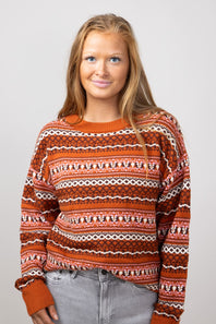 Novelty Sweater for Women in Amber/Brown