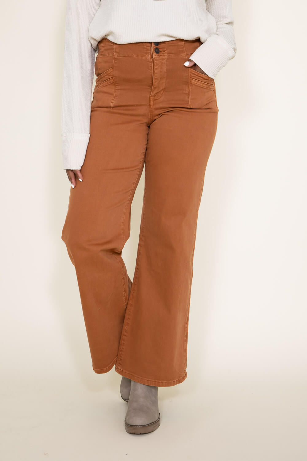 Mica High Rise Wide Leg Jeans for Women in Rustic Orange