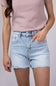 Mica Super High Rise Frayed Hem Denim Shorts for Women