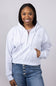 1897 Active Michigan Embroidered Half Zip Hoodie for Women in Grey