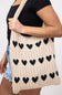 Black Heart Sweater Bag for Women in Beige/Black
