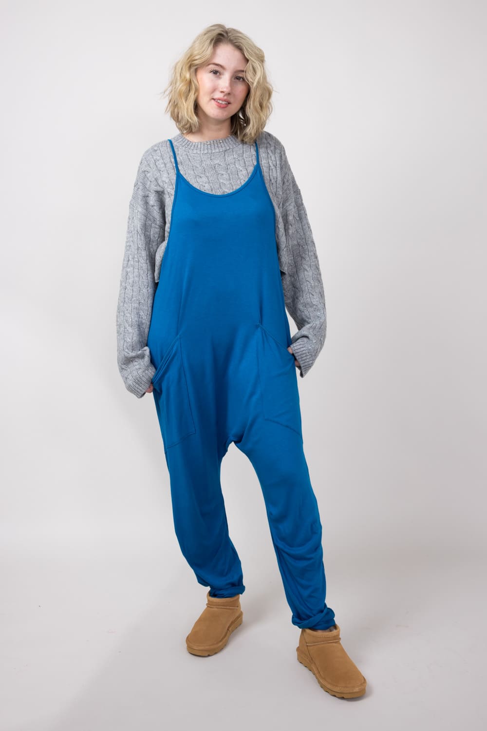 Outer Pocket Onesie for Women in Teal