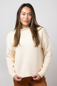 Mock Neck Sweater for Women in Natural