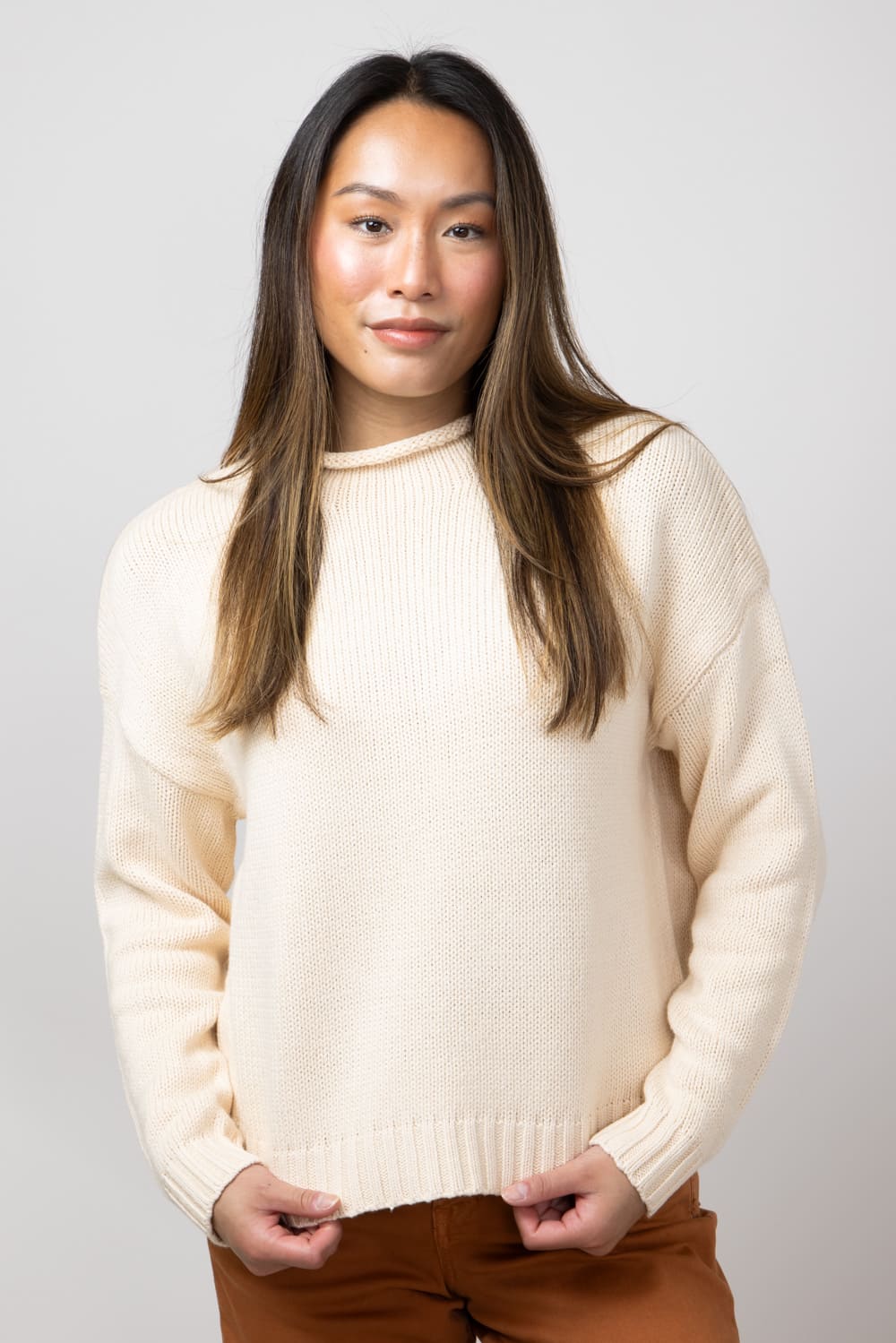 Mock Neck Sweater for Women in Natural