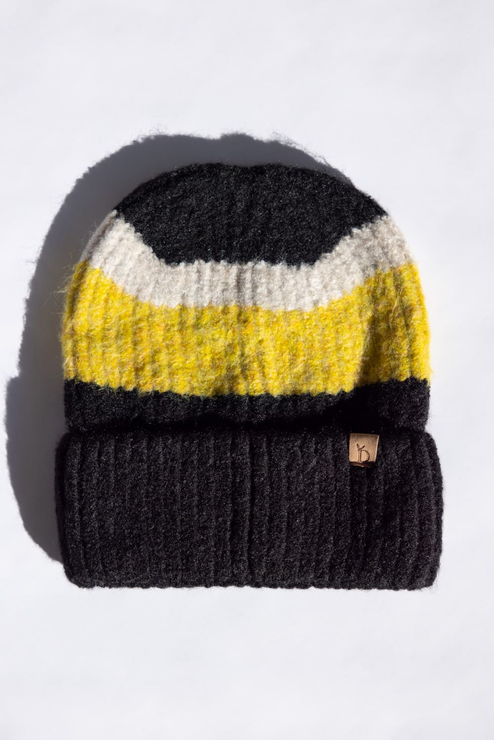Multi Stripe Knit Beanie for Women in Black