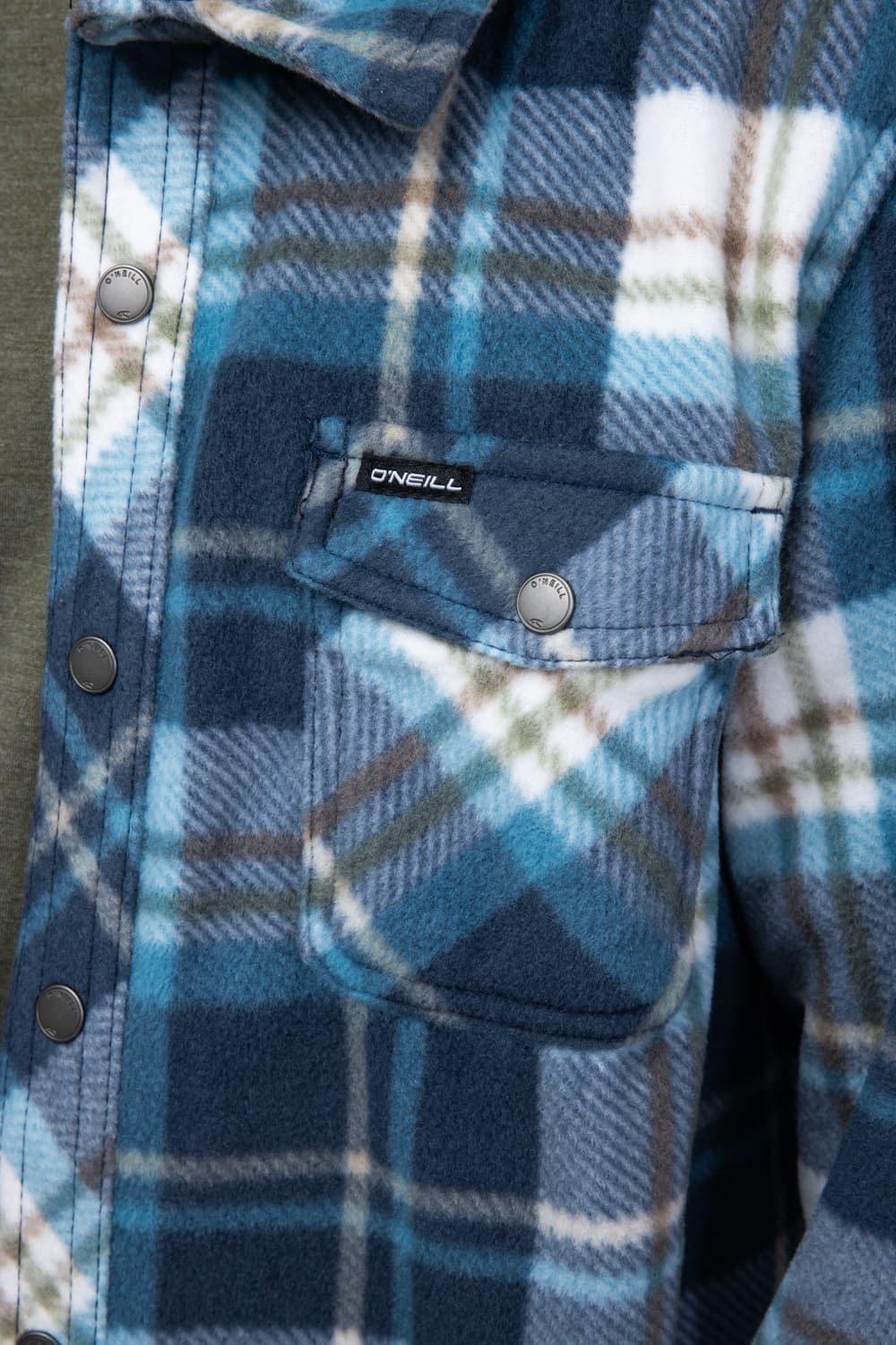 O’Neill Youth Glacier Super Fleece Plaid Shacket for Boys in Midnight Navy