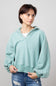 Snap Button Collared Fleece for Women in Sage