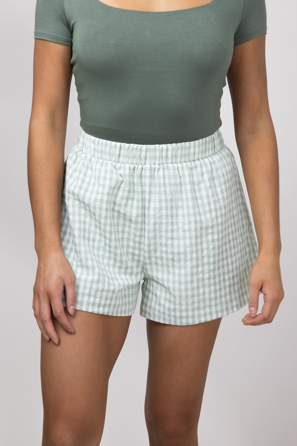 Plaid Boxer Lounge Shorts for Women in Green